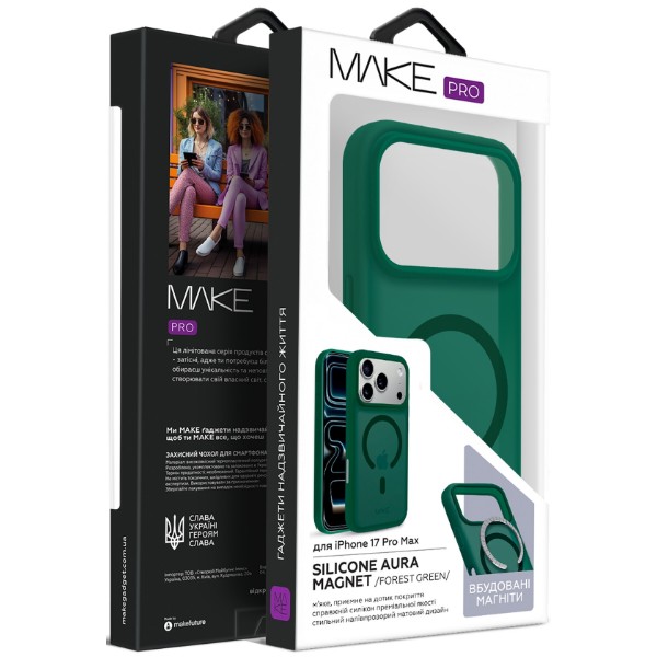 Фото - Чохол для смартфону MAKE for Apple iPhone 17 Pro Max Silicone Aura Magnet Forest Green (MCLAM-AI17PMFG)
